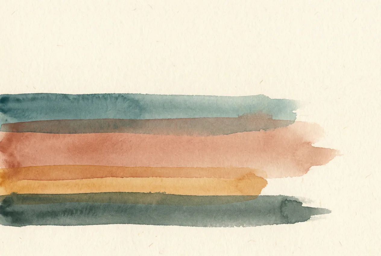An abstract composition of soft overlapping color bands on a warm paper ground.